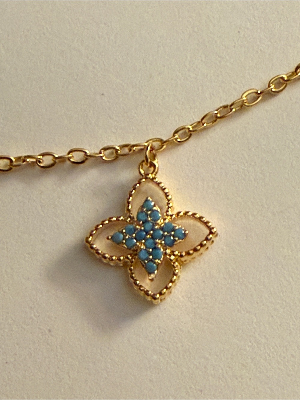 Delicate Gold Flower Drop Necklace with Crystal Accents - Picture 7 of 7